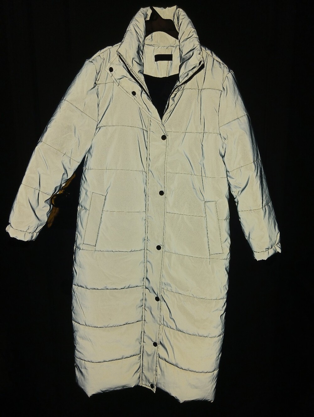 AKIRA Reflective Halo Womens  Long Sleeve Puffer Coat Regular Fit Size L NWT
